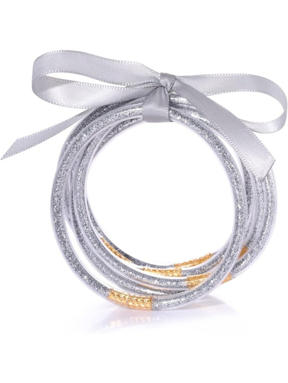 Mardi Gras Glitter Jelly Bangles Set for Women & Girls - Waterproof Silicone